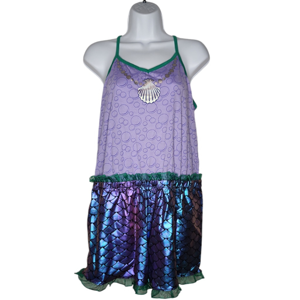 Disney Purple and Teal Mermaid Shorts Romper